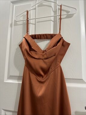 Fortunate One Rust Slip Dress with Open Back